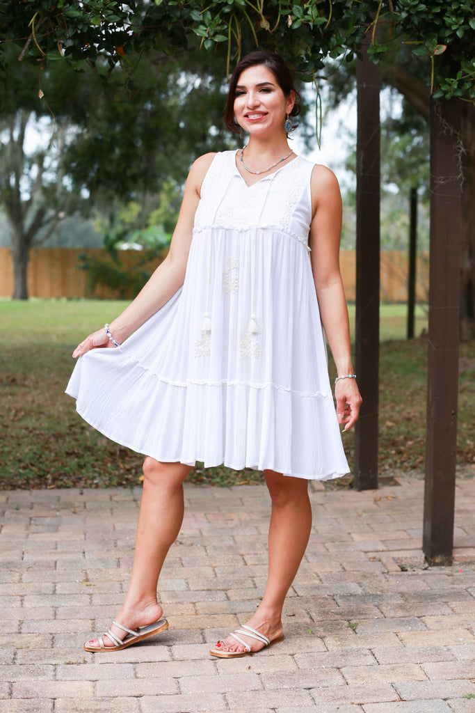 225021 Classy White Chic Dress with Hand Embroidery Sacred Threads, Inc 225021 Classy White Chic Dress with Hand Embroidery Sacred Threads, Inc