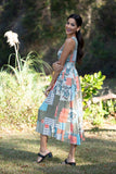 225023 Bohemian Blockprint Bliss Maxi Dress