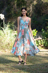 225023 Bohemian Blockprint Bliss Maxi Dress