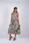 225023 Bohemian Blockprint Bliss Maxi Dress