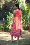 225030 Red Wanderlust Blockprint Maxi Dress