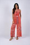 225031 Red Wanderlust Blockprint Romper