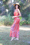 225031 Red Wanderlust Blockprint Romper