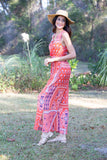 225031 Red Wanderlust Blockprint Romper