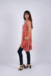 225034 Red Wanderlust Blockprint Sleeveless Dress