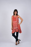 225034 Red Wanderlust Blockprint Sleeveless Dress