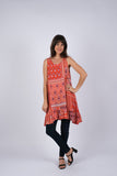 225034 Red Wanderlust Blockprint Sleeveless Dress