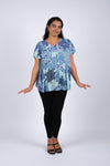225037 Enchanting Blue Meadow Blockprint Top