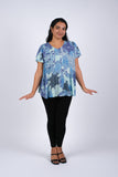 225037 Enchanting Blue Meadow Blockprint Top