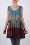 225057 Blockprint Ombre Flared Top
