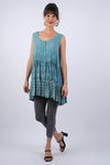 225058 Colors of the Sea Blockprint Flared Top