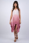 225063 Ombre Pink Dippeed Hem Summer Dress
