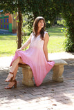 225063 Ombre Pink Dippeed Hem Summer Dress