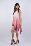 225063 Ombre Pink Dippeed Hem Summer Dress