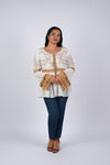 225083 Vintage Embroidered White Kimono