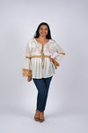 225083 Vintage Embroidered White Kimono