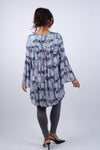 225109/3 Abstract Indigo Tunic with Flared Sleeves