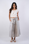 225112 Ethereal Stripes Boho Chic Summer Button Skirt