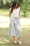 225112 Ethereal Stripes Boho Chic Summer Button Skirt