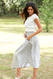 225112 Ethereal Stripes Boho Chic Summer Button Skirt