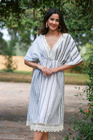 225113 Ethereal Stripes Bohemian Patchwork Dress – Sacred Threads, Inc