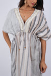 225113 Ethereal Stripes Bohemian Patchwork Dress