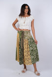 225118 Jungle Dreams Olive Patchwork Button Skirt