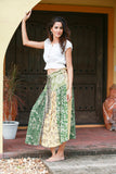 225118 Jungle Dreams Olive Patchwork Button Skirt