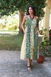 225124 Jungle Dreams Patchwork Maxi Dress with Buttons