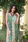 225124 Jungle Dreams Patchwork Maxi Dress with Buttons