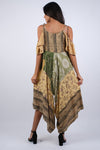 225129 Jungle Dreams Patchwork Romper with Off Shoulder Sleeves
