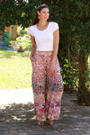 225143 Pink Floral Muse Boho Palazzo Pants