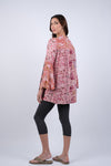 225145 Pink Floral Muse Boho Top with Bell Sleeves