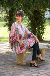 225171 Petal Harmony Boho Tunic with Ruffled Sleeves