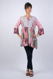 225171 Petal Harmony Boho Tunic with Ruffled Sleeves