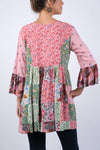 225171 Petal Harmony Boho Tunic with Ruffled Sleeves