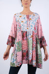 225171 Petal Harmony Boho Tunic with Ruffled Sleeves