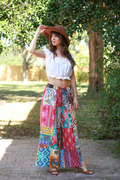 225175 Free Spirit Hippie Patchwork Pants