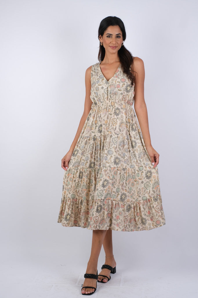 225183 Delicate Cream Floral Maxi Dress Sacred Threads, Inc 225183 Delicate Cream Floral Maxi Dress Sacred Threads, Inc