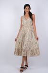 225183 Delicate Cream Floral Maxi Dress