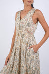 225183 Delicate Cream Floral Maxi Dress