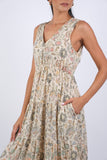 225183 Delicate Cream Floral Maxi Dress