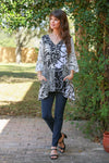 225195 Black & White Aura Boho Tunic