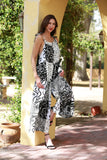 225198 Black & White Aura Patchwork Romper