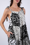 225198 Black & White Aura Patchwork Romper