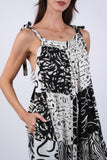 225198 Black & White Aura Patchwork Romper