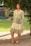 225208 Olive Bloom Lightweight Flowy Summer Dress