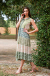 225209 Bohemian Olive High Neck Line Summer Patchwork Dress