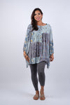 225214 Pacthwork Breezy Bluebell Top with Billow Sleeves