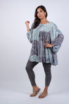 225214 Pacthwork Breezy Bluebell Top with Billow Sleeves